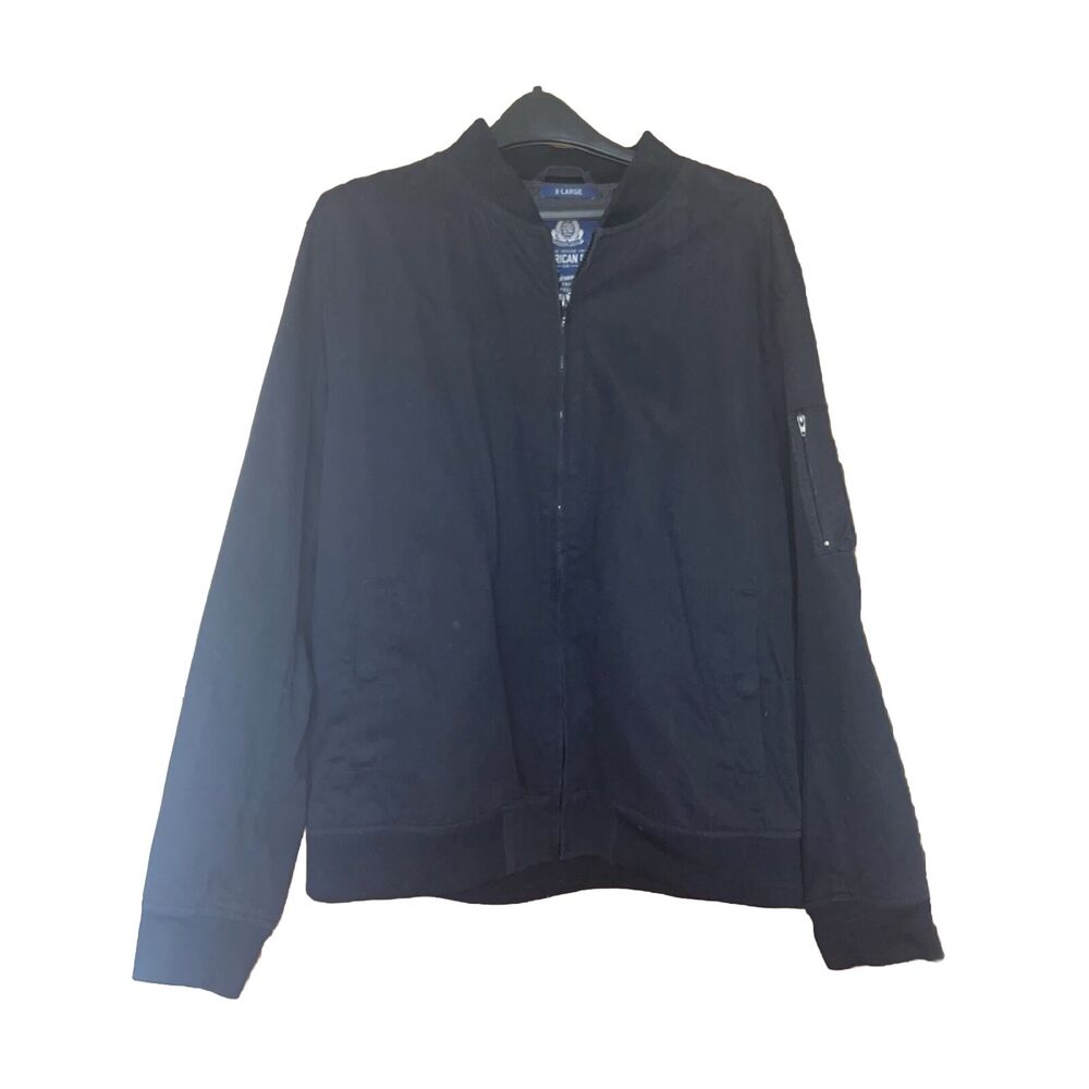AMERICAN RAG MENS BOMBER JACKET-XL BLACK-ZIP FRONT-LINED-COTTON/POLYESTER